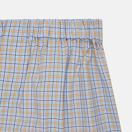 Blue, Orange & Navy Check Cotton Boxer Shorts Image 1