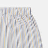 View 2 of product Turnbull & Asser Yellow Multi Stripe Cotton Boxer Shorts feature a lightweight cotton fabric, elastic waistband, and vertical blue, yellow, and white stripes—ideal men's underwear for everyday comfort.