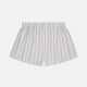 Turnbull & Asser Yellow Multi Stripe Cotton Boxer Shorts feature a lightweight cotton fabric, elastic waistband, and vertical blue, yellow, and white stripes—ideal men's underwear for everyday comfort.