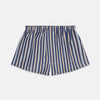 View 1 of product The Turnbull & Asser Blue Multi Stripe Cotton Boxer Shorts offer a loose fit with navy, light blue, and white stripes, plus an elastic waistband—ideal for those seeking luxury men's underwear.