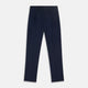 The Turnbull & Asser Navy Front Pleated Gerry Trouser is shown laid flat, featuring a classic straight leg, button and zip closure, belt loops, and crisp front pleats.