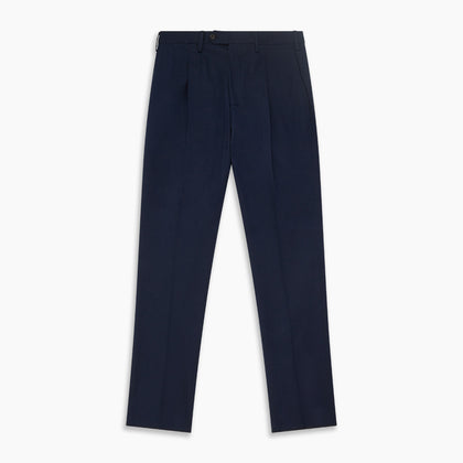 Navy Front Pleated Gerry Trouser Image 3