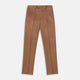 Turnbull & Asser’s Fawn Horizontal Cord Manson Trouser, tailored in Italy from brown cotton cord with straight legs, belt loops, and front button-zip closure, is shown laid flat on a white background.
