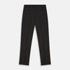 View 3 of product Turnbull & Asser Charcoal Grey Wool Manson Trousers, tailored in Italy with a straight-leg cut, front creases, belt loops, and button closure, are displayed flat on a white background.