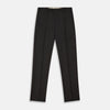 View 1 of product Turnbull & Asser Charcoal Grey Wool Manson Trousers, tailored in Italy with a straight-leg cut, front creases, belt loops, and button closure, are displayed flat on a white background.