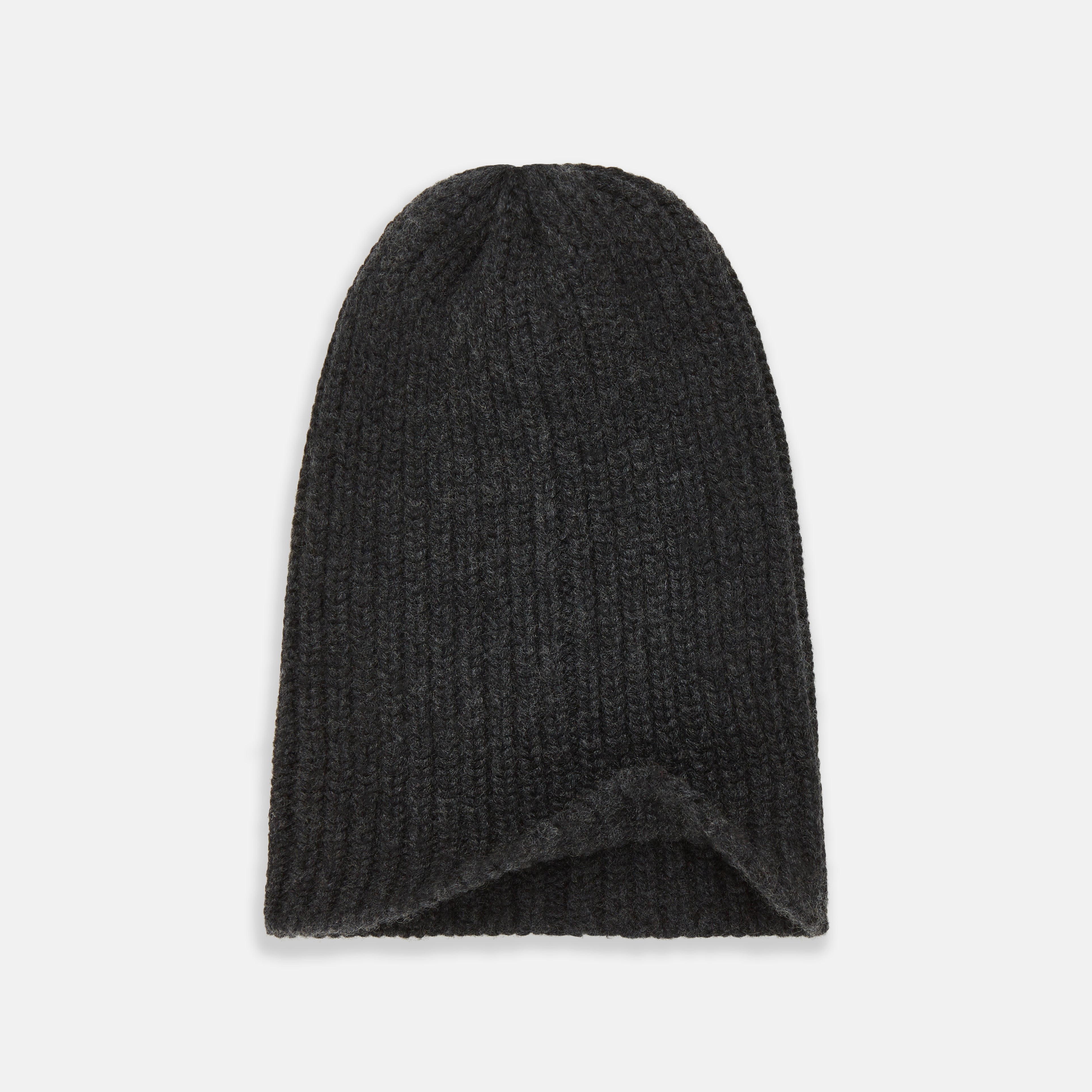 View 3 of product Charcoal Cashmere Ribbed Hat