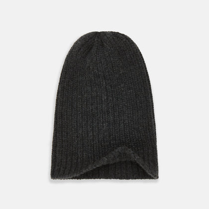 Charcoal Cashmere Ribbed Hat Image 2
