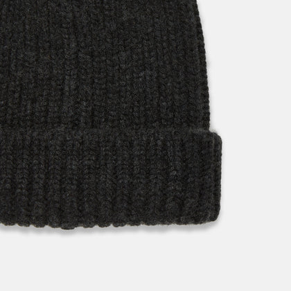 Charcoal Cashmere Ribbed Hat Image 1