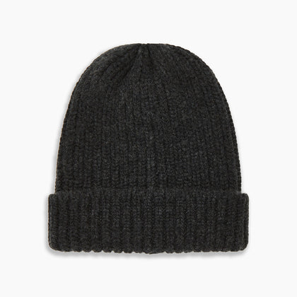 Charcoal Cashmere Ribbed Hat Image 3