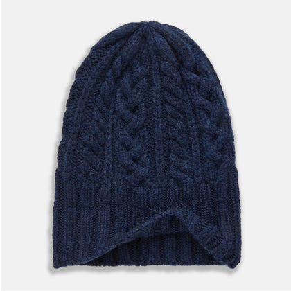 Navy Cashmere Cable Hat Image 2
