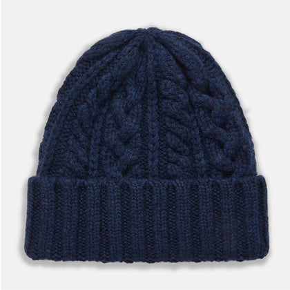 Navy Cashmere Cable Hat