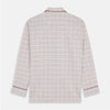 View 6 of product The Turnbull & Asser Red Multi Check Cotton-Cashmere Modern Pyjama Set, made in England, features a long-sleeve button-up shirt and pants in red and gray plaid with dark piping, crafted from soft Italian cotton-cashmere.