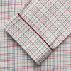 View 3 of product The Turnbull & Asser Red Multi Check Cotton-Cashmere Modern Pyjama Set, made in England, features a long-sleeve button-up shirt and pants in red and gray plaid with dark piping, crafted from soft Italian cotton-cashmere.