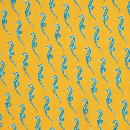 Yellow & Blue Seahorse Silk Pocket Square Image 1