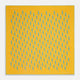 The Turnbull & Asser Yellow & Blue Seahorse Silk Pocket Square features a repeating seahorse pattern in diagonal rows and is handprinted in England, with branding in two corners.