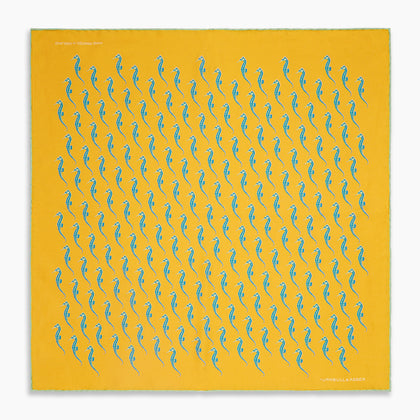 Yellow & Blue Seahorse Silk Pocket Square Image 3