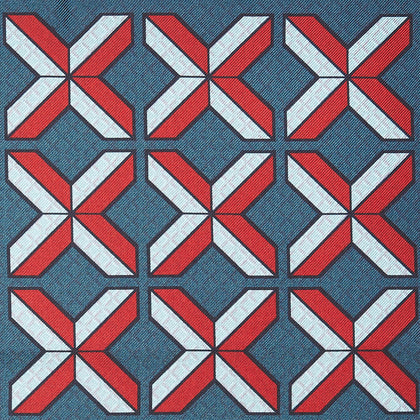 Red Multi Crosses Double-Faced Silk Pocket Square Image 1
