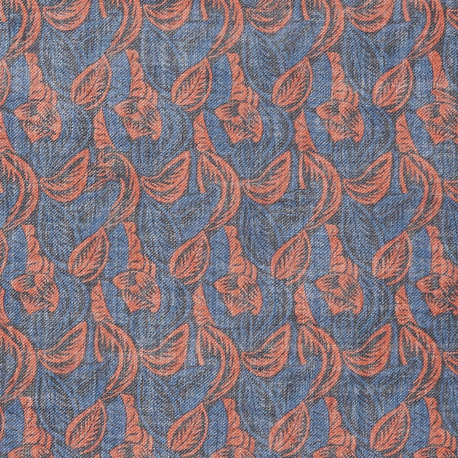 View 2 of product The Turnbull & Asser Navy Multi Camo Birds Wool Twill Pocket Square features a colorful camo bird pattern on navy wool twill with multicolor borders and a geometric edge design. Made in Italy.