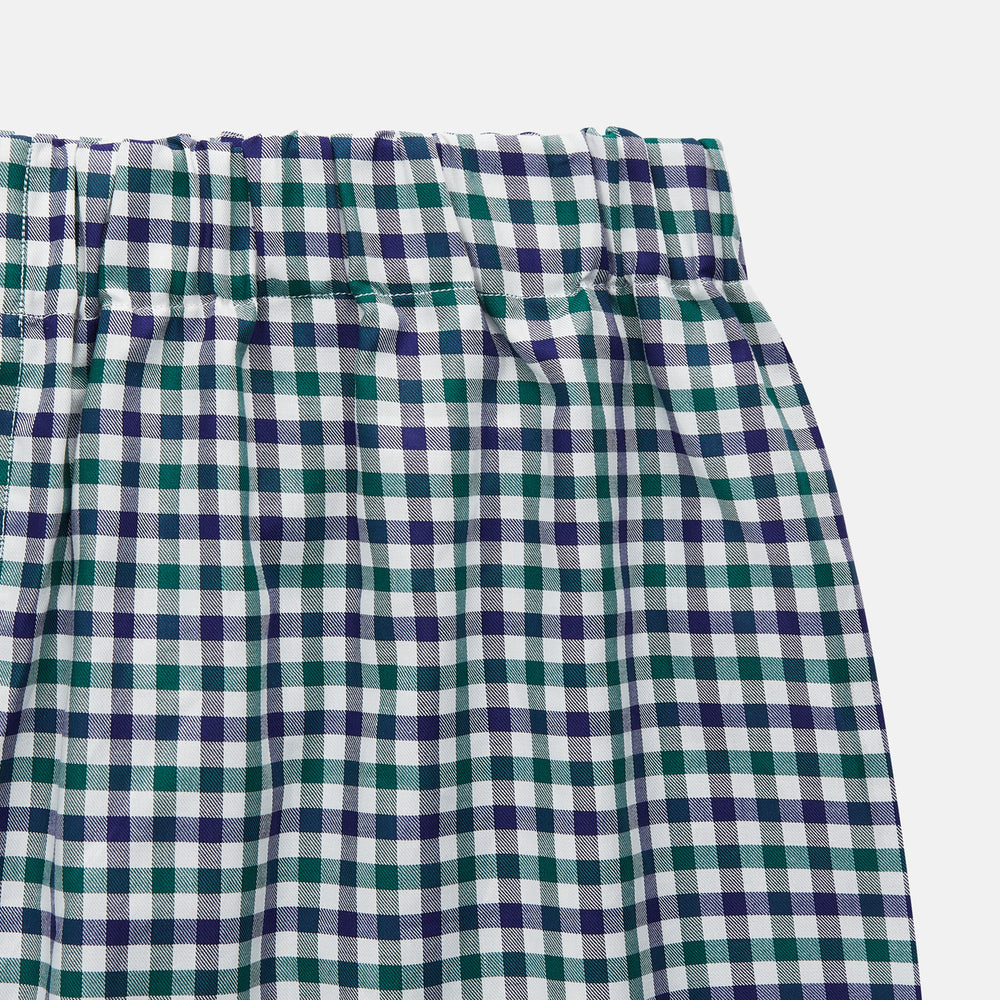 Turnbull & Asser Green Multi Check Cotton Pyjama Trousers with an elastic waistband and contemporary fit, shown flat on a white background.