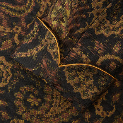 Gold Multi Floral Cotton, Wool & Silk Jacquard Pierce Gown Image 2