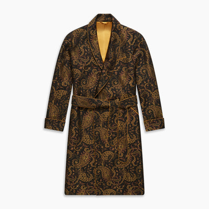 Gold Multi Floral Cotton, Wool & Silk Jacquard Pierce Gown Image 5