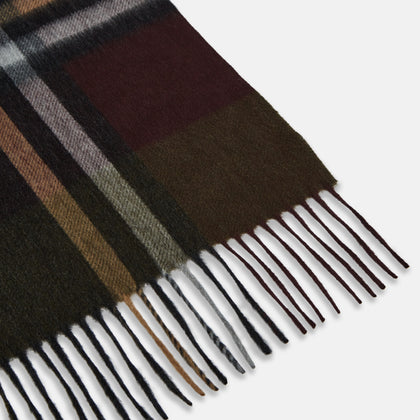 Dark Green Multi Check Cashmere Wilde Stole Scarf Image 1