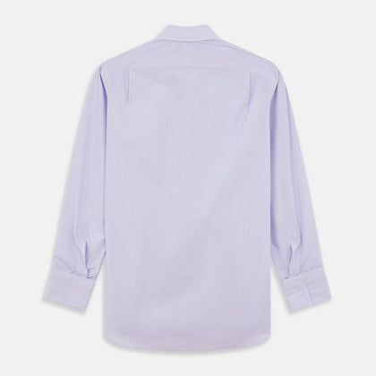 Purple Hairline Stripe Regular Fit Twill Shirt with T&A Collar and Double Cuffs Image 4