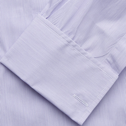 Purple Hairline Stripe Regular Fit Twill Shirt with T&A Collar and Double Cuffs Image 2