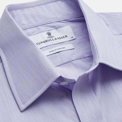 Purple Hairline Stripe Regular Fit Twill Shirt with T&A Collar and Double Cuffs Image 1