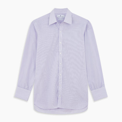 Purple Hairline Stripe Regular Fit Twill Shirt with T&A Collar and Double Cuffs Image 5