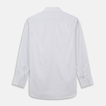 Grey Multi Stripe Regular Fit Twill Shirt with T&A Collar and Double Cuffs Image 5