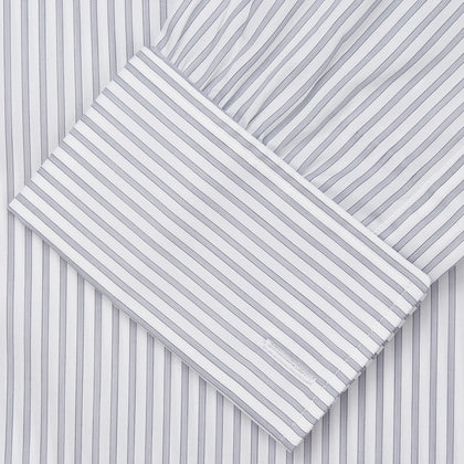 Grey Multi Stripe Regular Fit Twill Shirt with T&A Collar and Double Cuffs Image 3