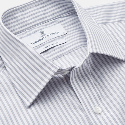 Grey Multi Stripe Regular Fit Twill Shirt with T&A Collar and Double Cuffs Image 2