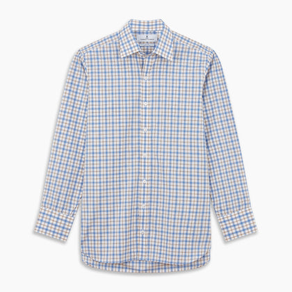 Blue Multi Check Regular Fit Shirt with T&A Collar and 3 Button Cuffs Image 5