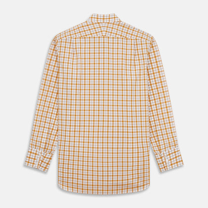 Orange Multi Check Regular Fit Shirt with T&A Collar and 3 Button Cuffs Image 4