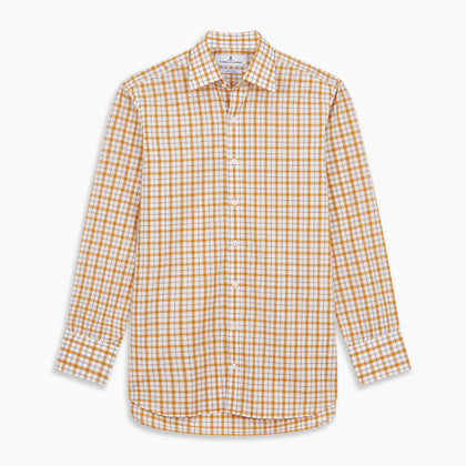 Orange Multi Check Regular Fit Shirt with T&A Collar and 3 Button Cuffs Image 5