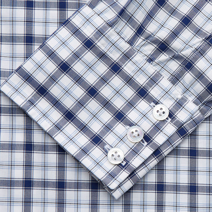 Navy Multi Check Regular Fit Shirt with T&A Collar and 3 Button Cuffs Image 2