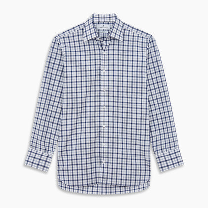 Navy Multi Check Regular Fit Shirt with T&A Collar and 3 Button Cuffs Image 5