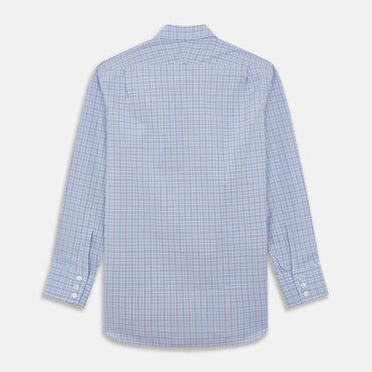 Blue, Purple & Green Check Regular Fit Shirt with T&A Collar and 3 Button Cuffs Image 4