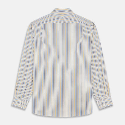 Yellow Multi Stripe Tailored Fit Shirt with Kent Collar and 2 Button Cuffs Image 4