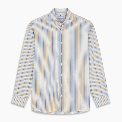 Yellow Multi Stripe Tailored Fit Shirt with Kent Collar and 2 Button Cuffs Image 5