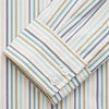 View 3 of product The Turnbull & Asser Green Multi Stripe Tailored Fit Shirt features a Kent collar, 2-button cuffs, and vibrant multicolored stripes, shown flat against a white background.
