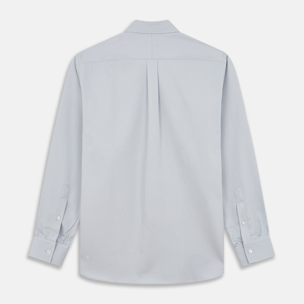 A grey Weekend Fit Shirt by Turnbull & Asser, featuring a Dorset collar and single button cuffs, is displayed against a plain white background.