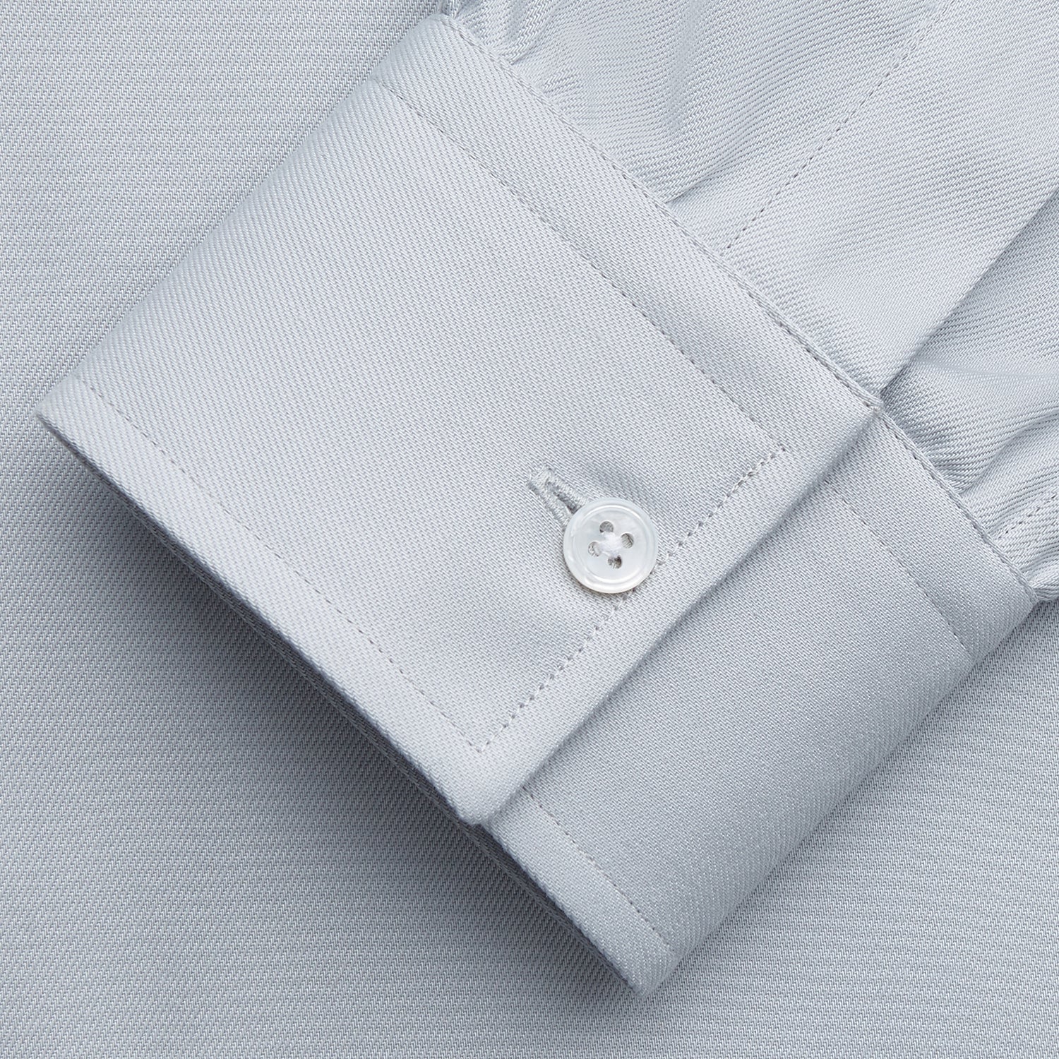 View 3 of product A grey Weekend Fit Shirt by Turnbull & Asser, featuring a Dorset collar and single button cuffs, is displayed against a plain white background.