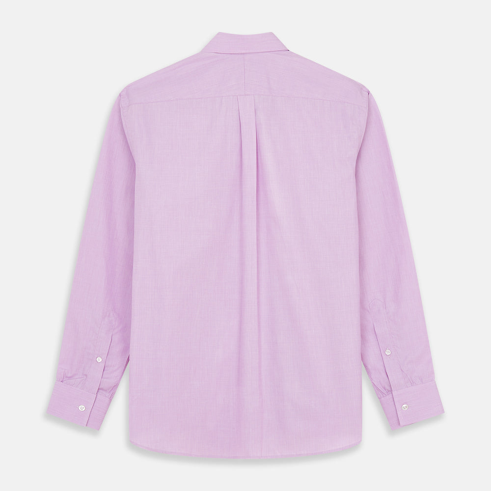 The Turnbull & Asser Pink Weekend Fit Shirt features a Long Point collar, single button cuffs, and a front pocket, shown laid flat on a white background.