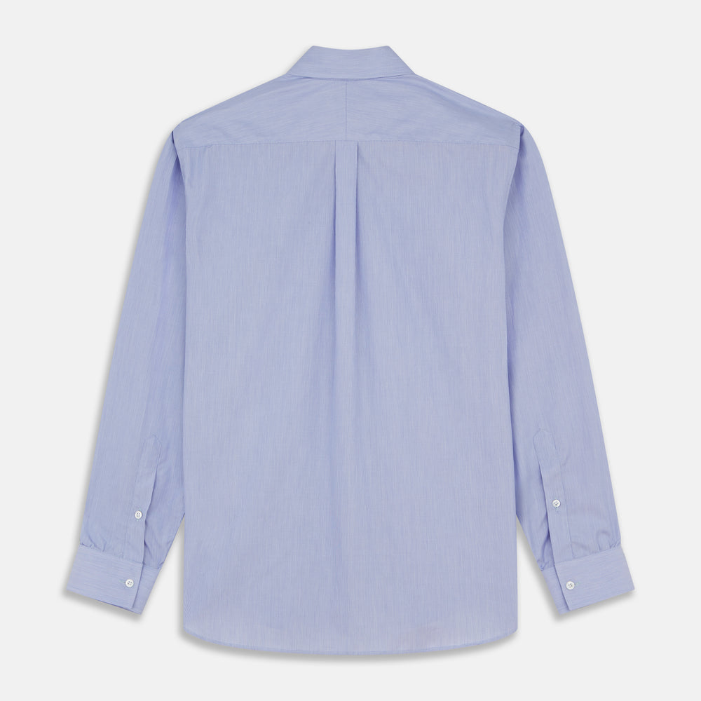 The Turnbull & Asser Pale Blue Weekend Fit Shirt with a Long Point collar and single button cuffs is laid flat on a white background.