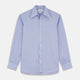 The Turnbull & Asser Pale Blue Weekend Fit Shirt with a Long Point collar and single button cuffs is laid flat on a white background.