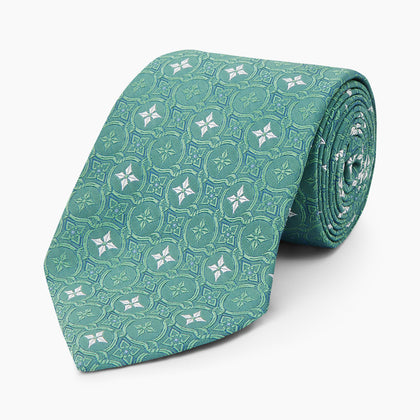 Green Multi Neat Silk Tie Image 4