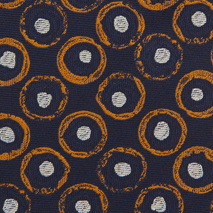 Orange Multi Circle Printed Silk Tie Image 2