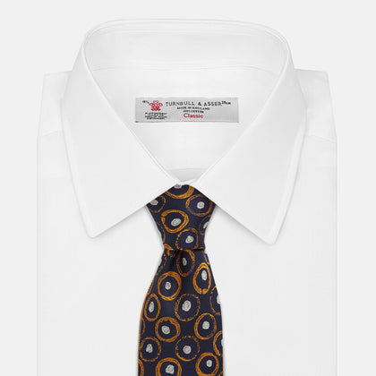 Orange Multi Circle Printed Silk Tie Image 1